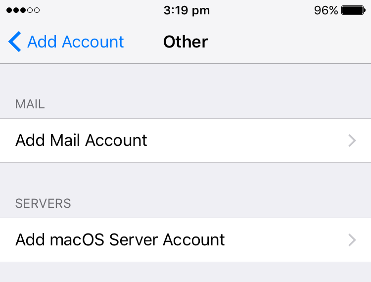 Settings screen